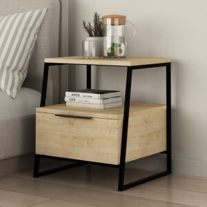 Κομοδίνο Johana pakoworld μαύρο-oak 45x40x50εκ – 119-001163