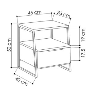 Κομοδίνο Johana pakoworld μαύρο-oak 45x40x50εκ – 119-001163