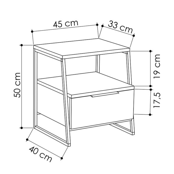 Κομοδίνο Johana pakoworld μαύρο-oak 45x40x50εκ – 119-001163