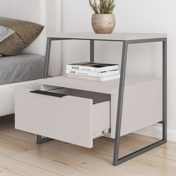 Κομοδίνο Johana pakoworld μαύρο-εκρού 45x40x50εκ – 119-001164