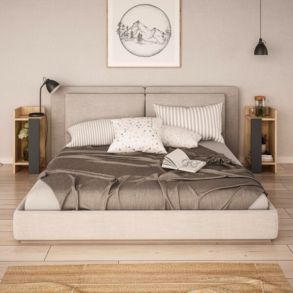 Κομοδίνο Immerse pakoworld σετ 2 τμχ. oak-ανθρακί 27x25x60εκ – 119-001181