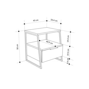 Κομοδίνο Johana pakoworld μαύρο-λευκό 45x40x50εκ – 119-001234