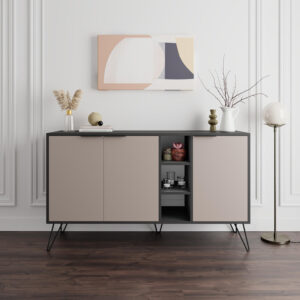 Μπουφές Clara pakoworld σε μόκα-ανθρακί απόχρωση 142×35,6×83εκ – 119-001235
