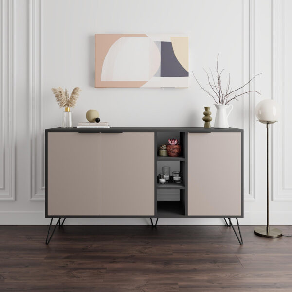 Μπουφές Clara pakoworld σε μόκα-ανθρακί απόχρωση 142×35,6×83εκ – 119-001235