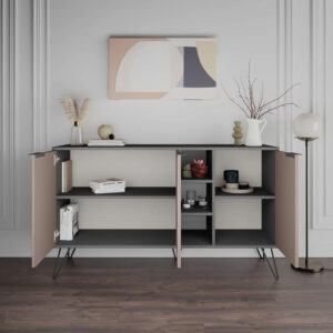 Μπουφές Clara pakoworld σε μόκα-ανθρακί απόχρωση 142×35,6×83εκ – 119-001235