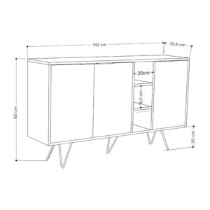 Μπουφές Clara pakoworld σε μόκα-ανθρακί απόχρωση 142×35,6×83εκ – 119-001235