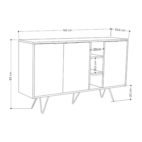Μπουφές Clara pakoworld σε μόκα-ανθρακί απόχρωση 142×35,6×83εκ – 119-001235