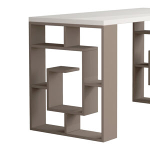 Γραφείο Labirent pakoworld χρώμα λευκό-μόκα 140x60x75εκ – 119-001242