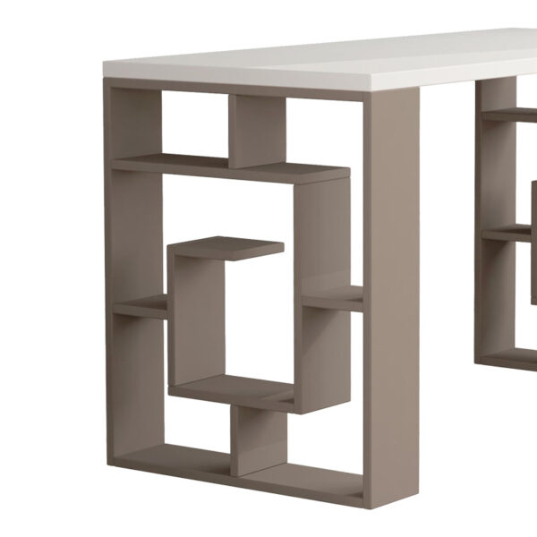 Γραφείο Labirent pakoworld χρώμα λευκό-μόκα 140x60x75εκ – 119-001242