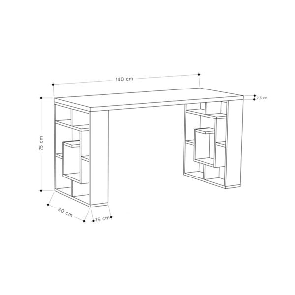 Γραφείο Labirent pakoworld χρώμα λευκό-μόκα 140x60x75εκ – 119-001242