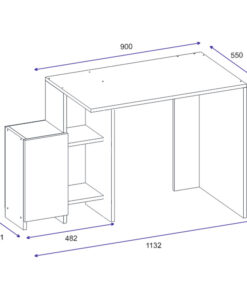 Γραφείο με ραφιέρα Kely pakoworld χρώμα λευκό-φυσικό 113x55x74εκ – 120-000023