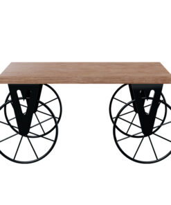 Τραπέζι σαλονιού Bike pakoworld χρώμα μαύρο-καρυδί 85x55x41εκ – 120-000049