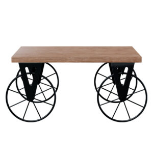 Τραπέζι σαλονιού Bike pakoworld χρώμα μαύρο-καρυδί 85x55x41εκ – 120-000049