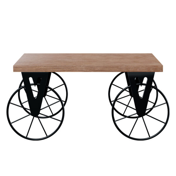 Τραπέζι σαλονιού Bike pakoworld χρώμα μαύρο-καρυδί 85x55x41εκ – 120-000049