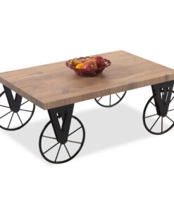 Τραπέζι σαλονιού Bike pakoworld χρώμα μαύρο-καρυδί 85x55x41εκ – 120-000049