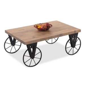 Τραπέζι σαλονιού Bike pakoworld χρώμα μαύρο-καρυδί 85x55x41εκ – 120-000049
