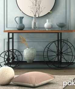 Κονσόλα Bike pakoworld χρώμα μαύρο-καρυδί 148x28x85εκ – 120-000051