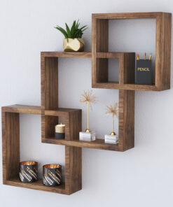 Ραφιέρα τοίχου Maas pakoworld χρώμα καρυδί 33×8.5×33εκ – 120-000060