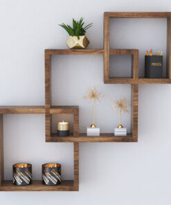 Ραφιέρα τοίχου Maas pakoworld χρώμα καρυδί 33×8.5×33εκ – 120-000060