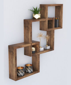 Ραφιέρα τοίχου Maas pakoworld χρώμα καρυδί 33×8.5×33εκ – 120-000060