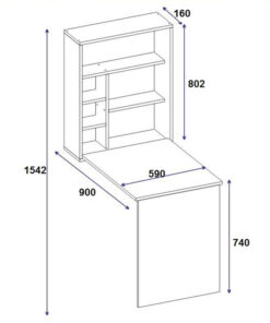 Γραφείο τοίχου ανοιγόμενο Ravin pakoworld λευκό 63x90x154εκ – 120-000084