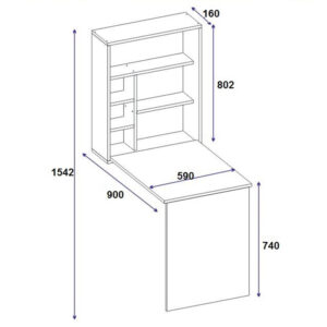 Γραφείο τοίχου ανοιγόμενο Ravin pakoworld λευκό 63x90x154εκ – 120-000084