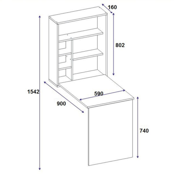 Γραφείο τοίχου ανοιγόμενο Ravin pakoworld λευκό 63x90x154εκ – 120-000084