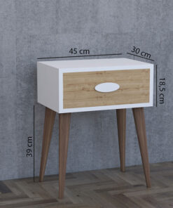 Κομοδίνο Laber pakoworld με ένα συρτάρι καρυδί-λευκό-sonoma 45x30x57.5εκ – 120-000131