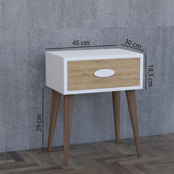Κομοδίνο Laber pakoworld με ένα συρτάρι καρυδί-λευκό-sonoma 45x30x57.5εκ – 120-000131