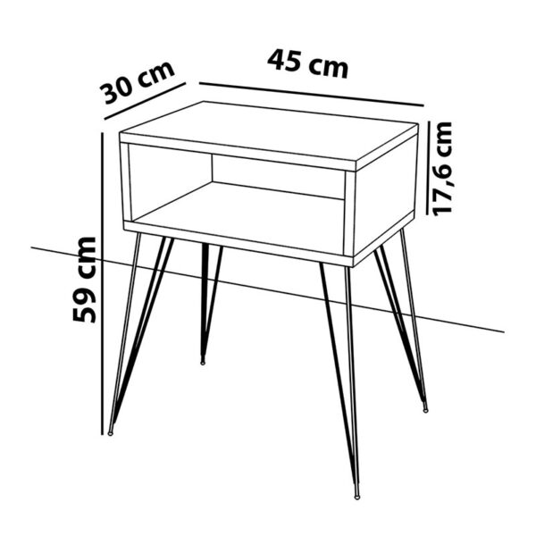 Κομοδίνο Naida pakoworld καρυδί-μαύρο 45x30x59εκ – 120-000140