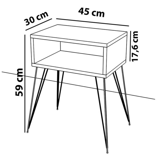 Κομοδίνο Naida pakoworld γκρι-μπεζ-μαύρο 45x30x59εκ – 120-000141