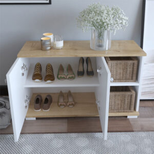 Έπιπλο εισόδου Deril pakoworld λευκό-sonoma 90x33x52.5εκ – 120-000278