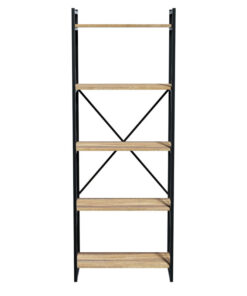 Βιβλιοθήκη Baker pakoworld καρυδί-μαύρο 66x34x180εκ – 120-000330