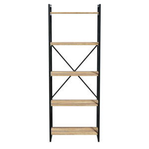 Βιβλιοθήκη Baker pakoworld καρυδί-μαύρο 66x34x180εκ – 120-000330