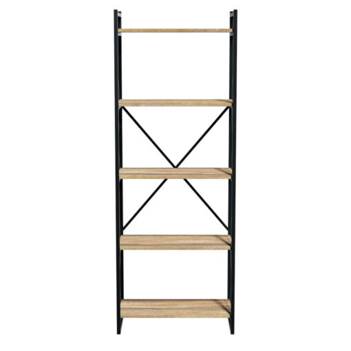 Βιβλιοθήκη Baker pakoworld καρυδί-μαύρο 66x34x180εκ – 120-000330