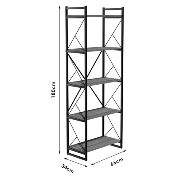 Βιβλιοθήκη Baker pakoworld καρυδί-μαύρο 66x34x180εκ – 120-000330