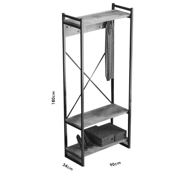 Έπιπλο εισόδου Baker pakoworld καρυδί-μαύρο 90x34x180εκ – 120-000335