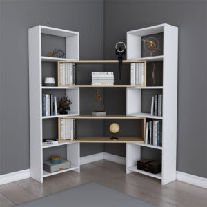 Βιβλιοθήκη Thorin pakoworld επεκτεινόμενη λευκό-φυσικό 163,5x22x150εκ – 120-000370