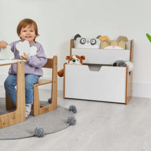 Ραφιέρα Crane pakoworld φυσικό-λευκό mdf 57x34x55εκ – 120-000421