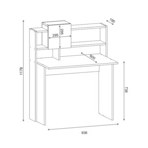 Γραφείο εργασίας Koogi pakoworld σε oak-λευκή απόχρωση 94x60x118εκ – 120-000481