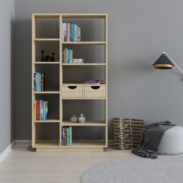 Βιβλιοθήκη με συρτάρια Dakin pakoworld σε oak απόχρωση 80x25x190εκ – 120-000484