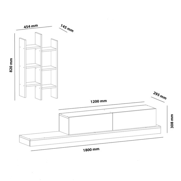 Έπιπλο τηλεόρασης Rumba pakoworld σε λευκή-oak απόχρωση 180x30x31εκ – 120-000489