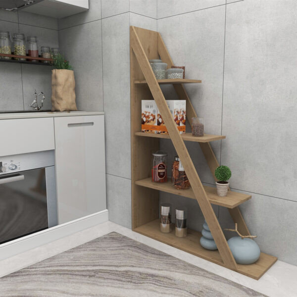 Βιβλιοθήκη Quina pakoworld σε oak απόχρωση 100x30x150εκ – 120-000492