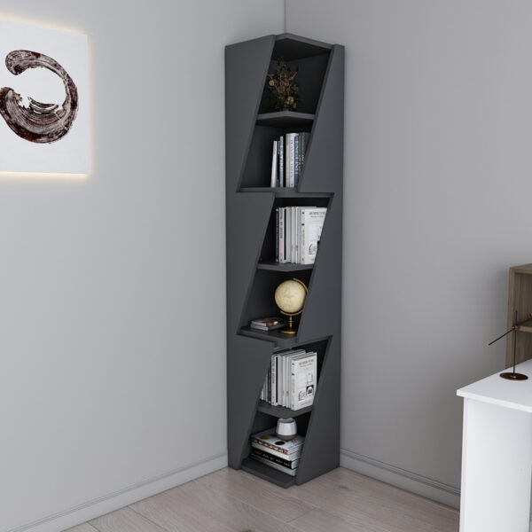 Βιβλιοθήκη στήλη Klaro pakoworld σε ανθρακί απόχρωση 32x32x165εκ – 120-000494