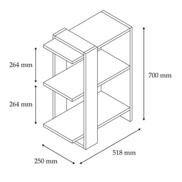 Βιβλιοθήκη Maverick pakoworld σε sonoma-ανθρακί απόχρωση 51,8x25x70εκ – 120-000517