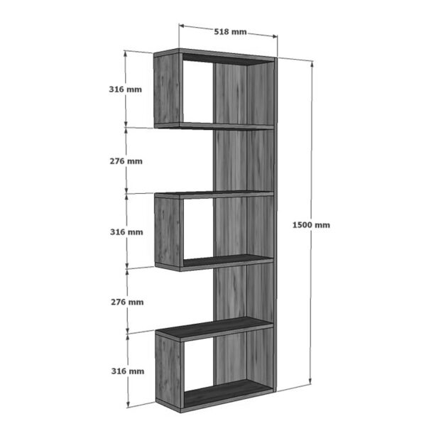 Βιβλιοθήκη Cascade pakoworld σε sonoma  απόχρωση 51.8x22x150εκ – 120-000520