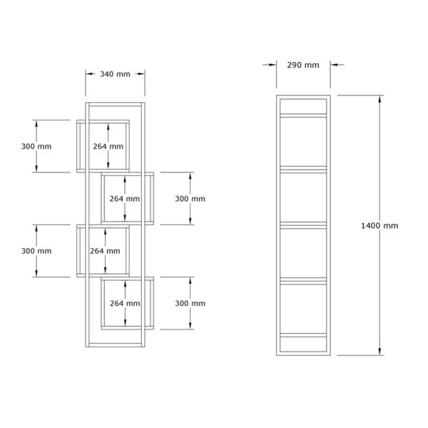 Βιβλιοθήκη Gridur pakoworld σε σκούρο καρυδί απόχρωση 44x29x140εκ – 120-000523