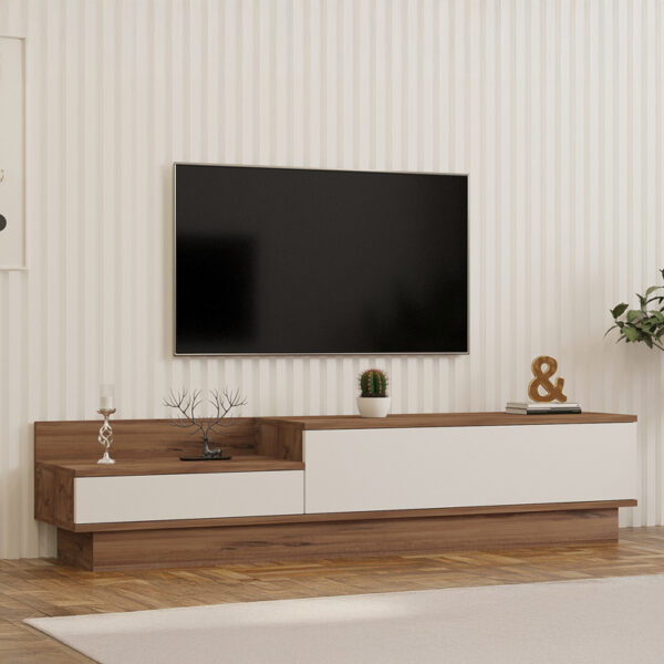 Έπιπλο τηλεόρασης Eclipse pakoworld σε κρεμ-oak απόχρωση 160x35x35εκ – 120-000533