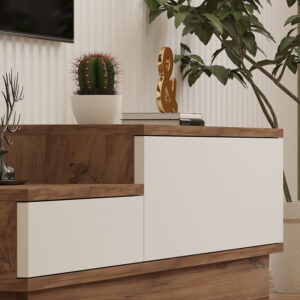 Έπιπλο τηλεόρασης Eclipse pakoworld σε κρεμ-oak απόχρωση 160x35x35εκ – 120-000533