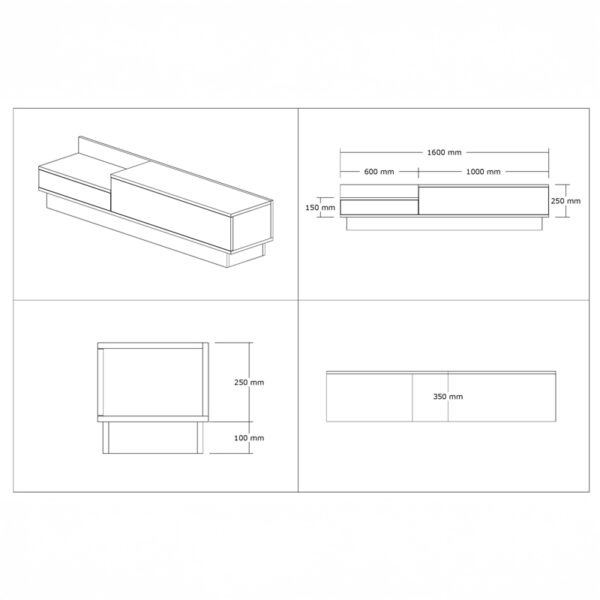 Έπιπλο τηλεόρασης Eclipse pakoworld σε κρεμ-oak απόχρωση 160x35x35εκ – 120-000533